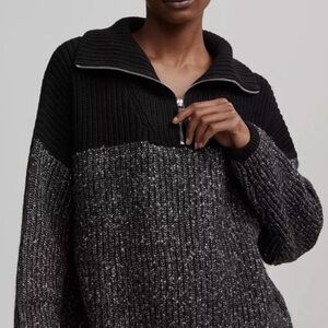 Varley Sweater Willard Half Zip 2.0 Chunky Knit Pullover Black